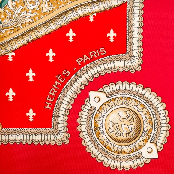 NWT Vintage Hermes Scarf “Selles à Housse” in Red - Picture 4 of 9